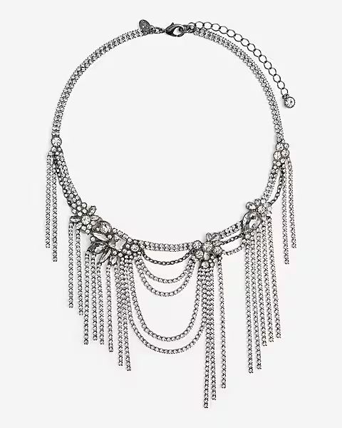 Draped Fringe Chain Necklace | Express