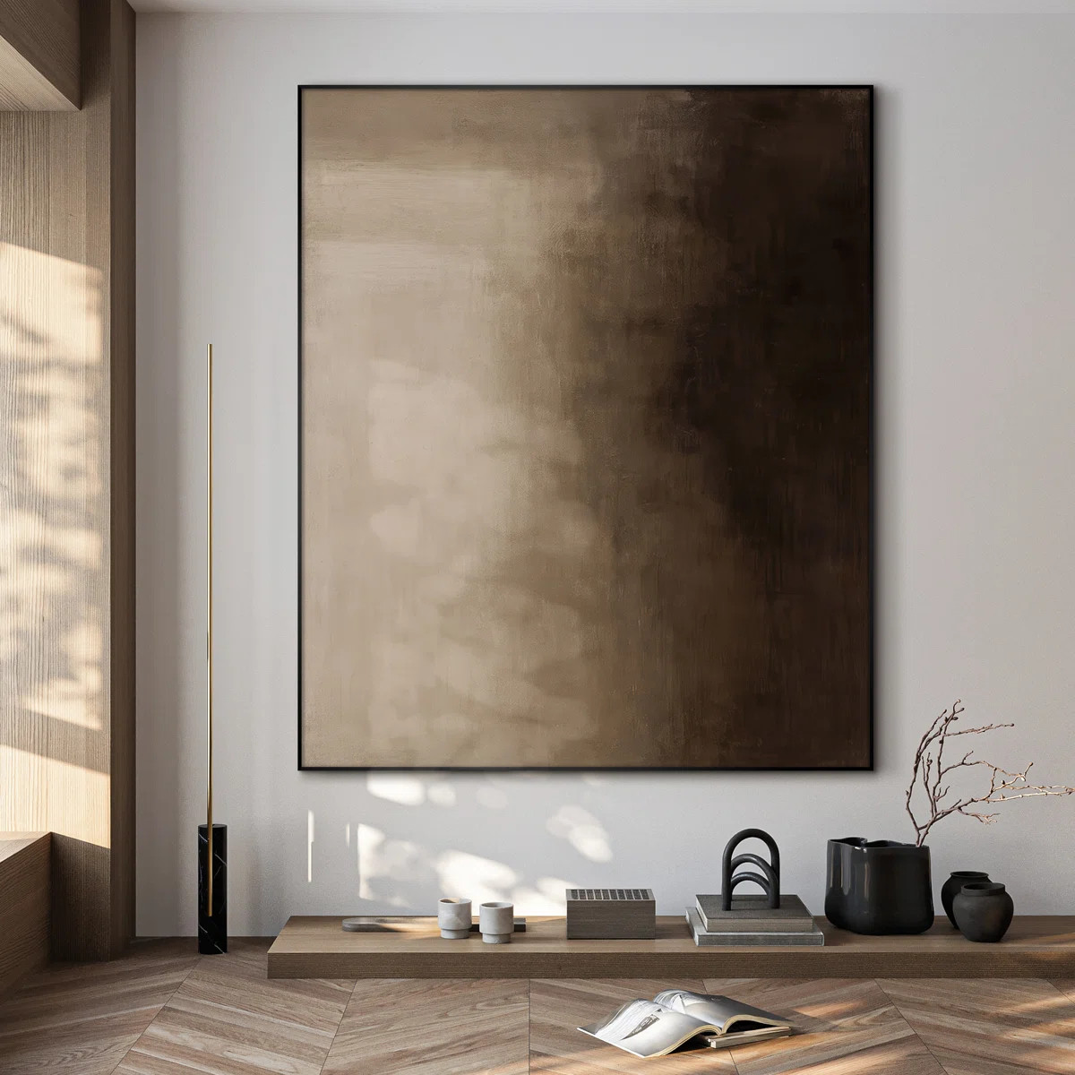 Extra Large Wall Art Fabric Print - Neutral Brown Vertical Gradient Abstract Artwork Decor for Li... | Wayfair North America