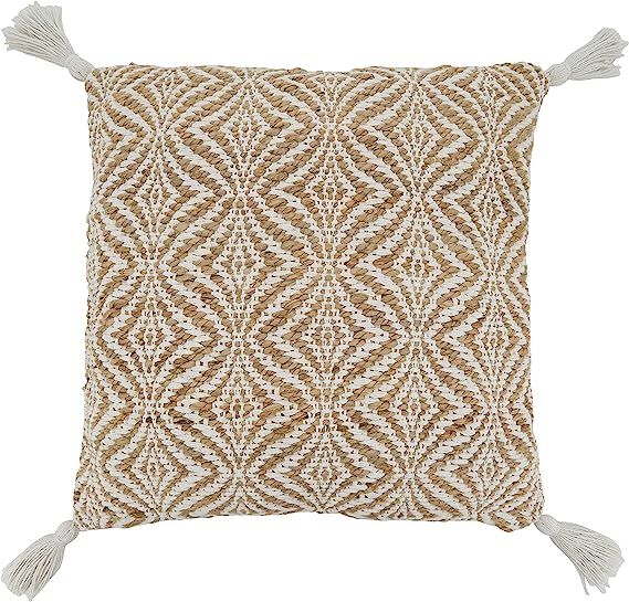 Saro Lifestyle Aziza Collection Jute Woven Throw Pillow Cover, 20", Natural | Amazon (US)