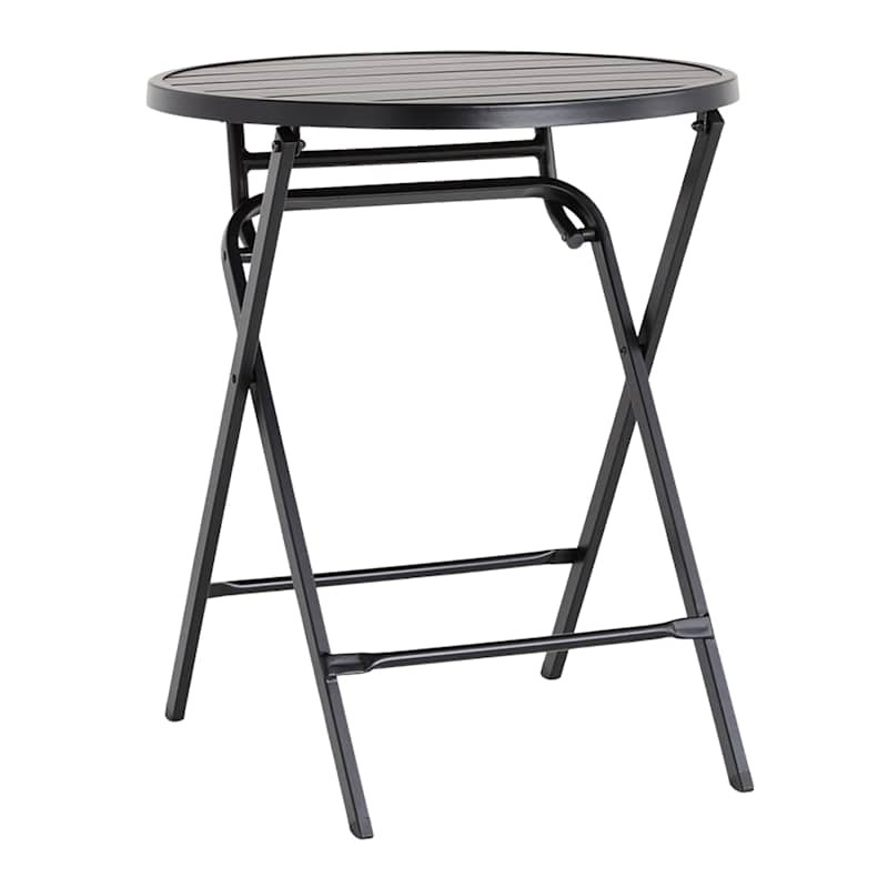 Slat Metal Patio Folding Table, Black | At Home