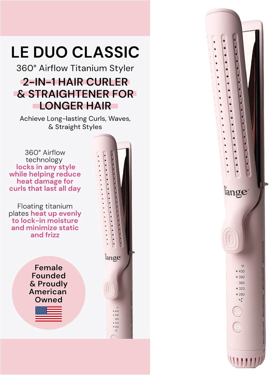 L'ANGE HAIR Le Duo Grande 360° Airflow Styler | 2-in-1 Curling Wand & Titanium Flat Iron Profess... | Amazon (US)