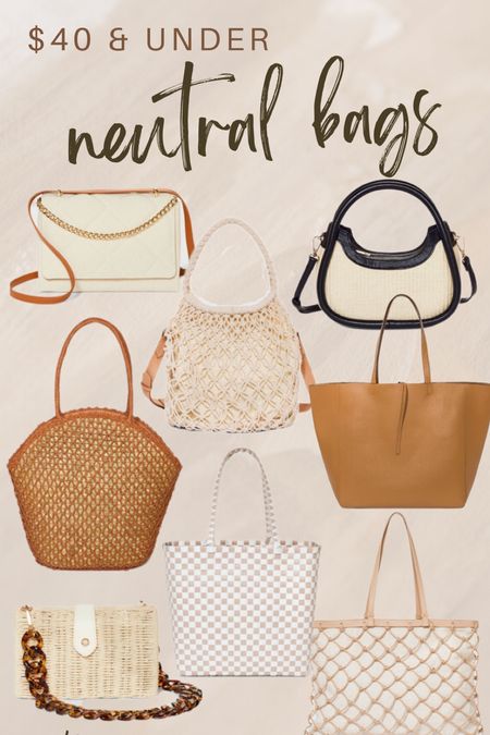 Neutral spring and summer handbags under $40✨ 
crochet, pleather, woven, cross body bag, tote bag, work bag, beach bag 

#LTKSeasonal #LTKunder50 #LTKitbag