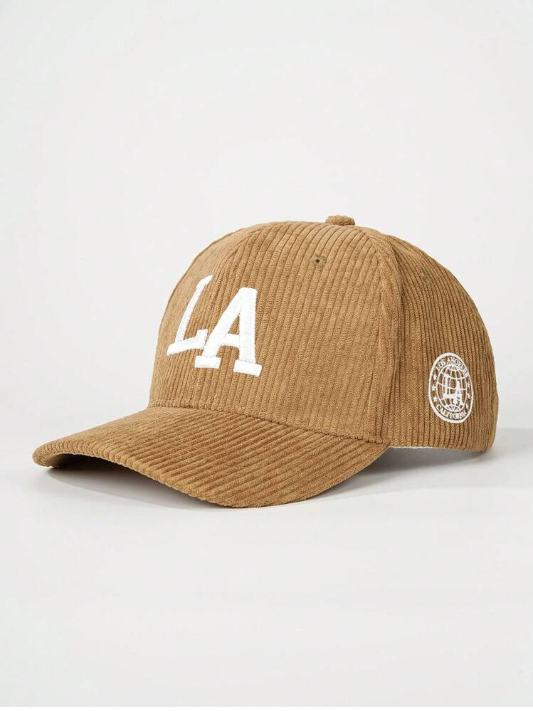 1pc Women LA Embroidered Corduroy Adjustable Baseball Cap, Outdoor Sun Protection Casual Hat For Spring, Autumn, Travel, Beach, Suitable For Youth, Y2K Style | SHEIN