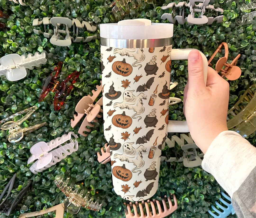 Vintage Halloween 40oz Tumbler with Handle and Straw, Pumpkin 40oz Tumbler Maintains Cold Heat an... | Etsy (US)