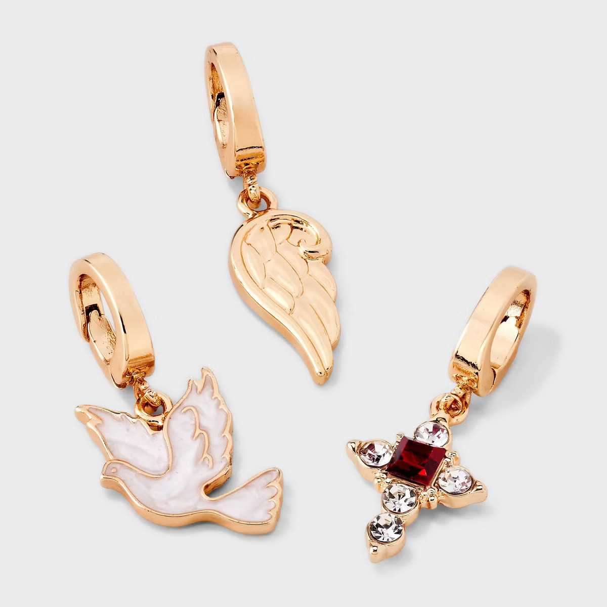 Angel Cross and Wing Charm Necklace Set 3pc - A New Day™ Gold | Target