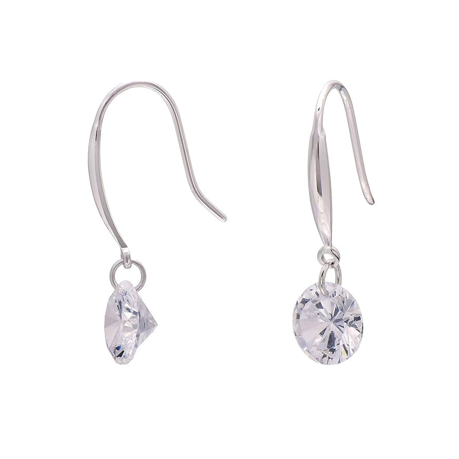 925 Sterling Silver 3ct Diamond Imitation Cubic Zirconia Crystal Dangling Earrings, White | Amazon (US)