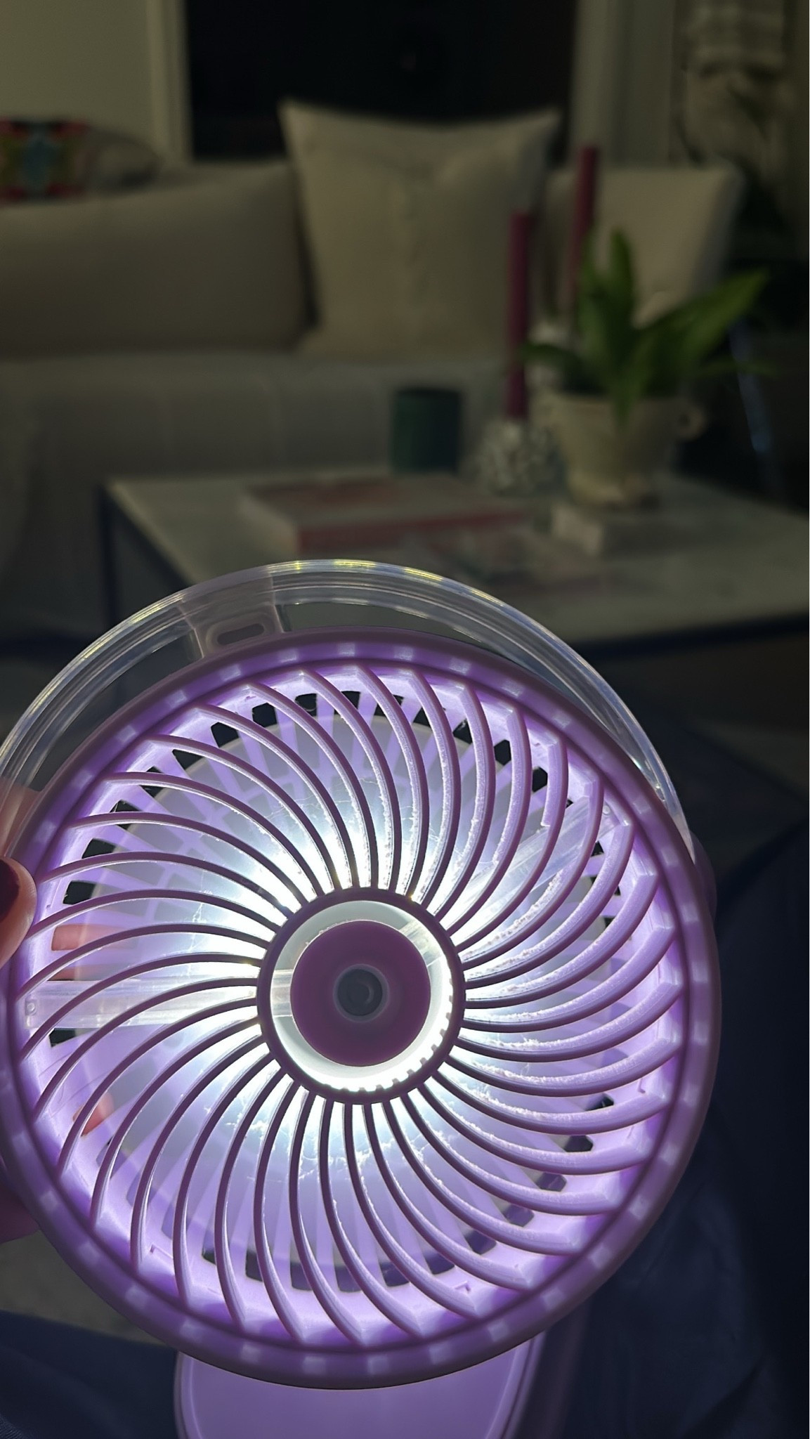 The fan that follows me around the house and goes everywhere with me at this point! Portable Misting, USB-C Rechargeable, 4 Speeds, 360° Rotatable, Quiet and has a light!