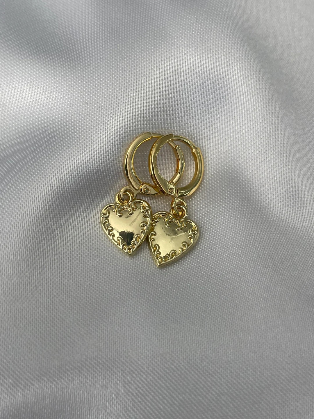 Golden or Silver Heart Huggie Hoop Earrings - Etsy | Etsy (US)