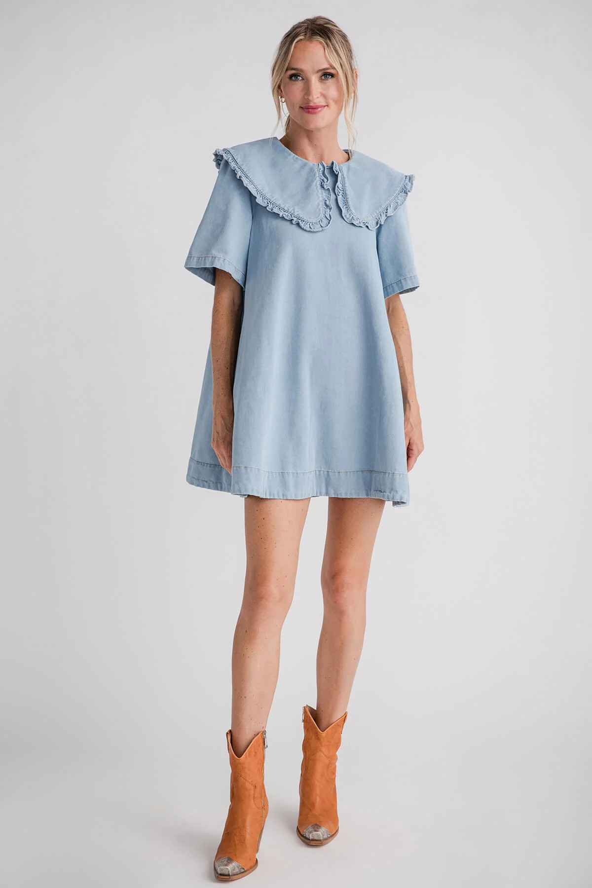 Mable Peter Pan Collar Denim Dress | Social Threads