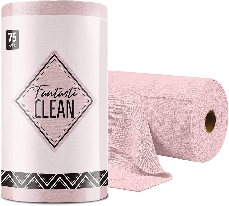 Fantasticlean Microfiber Cleaning Cloth Roll -75 Pack, 12x12, Tear Away Towels, Reusable Washable... | Amazon (US)