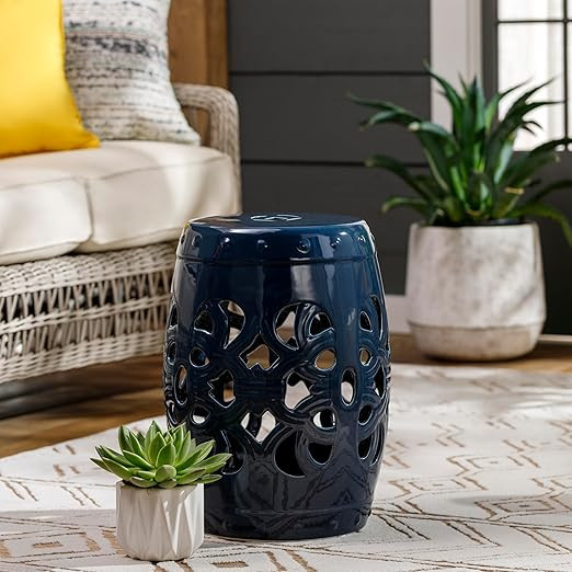 Mark&Day Garden Stools - Saxen Teal Ceramic, Porcelain Decorative Garden Stool - Global Indoor Ou... | Amazon (US)