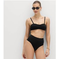 M&S Tummy Control High Waisted High Leg Bikini Bottoms Black | Marks & Spencer (UK)