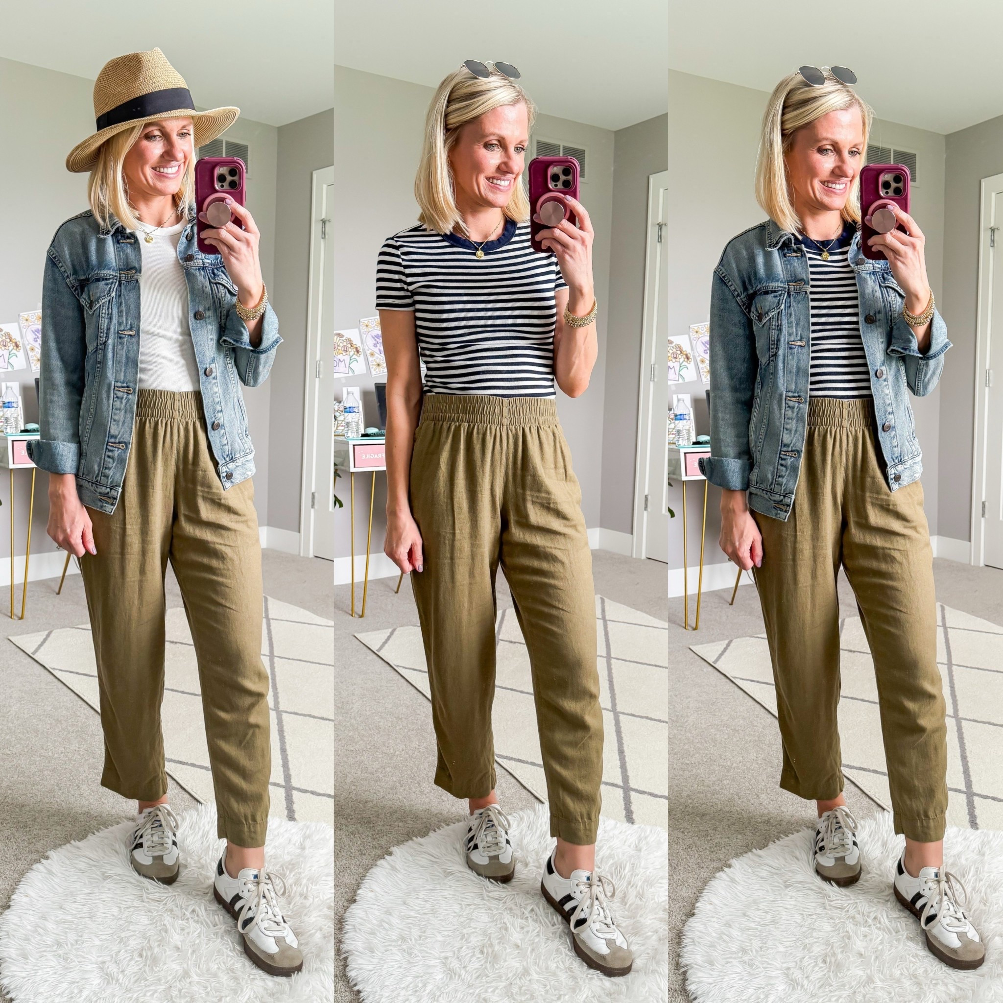 Summer capsule wardrobe outfit ideas with green linen pants  

#LTKSummerEdit #LTKStyleTip #LTKSeasonal