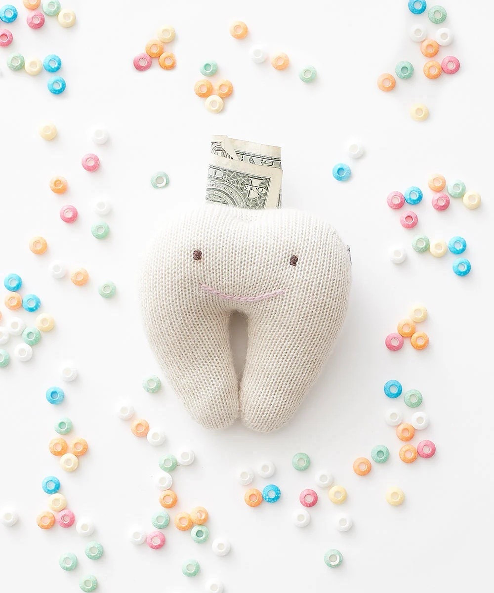 Cutest little tooth pillow! We’ve had this for years and it’s still looks brand new. There’s a sweet little pocket sewn into the back for a tooth or money! 🦷 🧚‍♀️