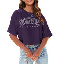 BZB Womens Los Angeles California Letter Print Cropped T Shirt Half Sleeve Crop Tees Round Neck Summer Crop Tops | SHEIN