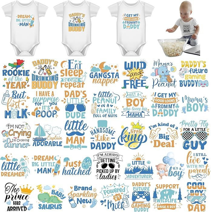 Iron on Decals for Clothing, 36 Sheets, Baby Shower Games Heat Transfer Stickers, Cute Animal The... | Amazon (US)