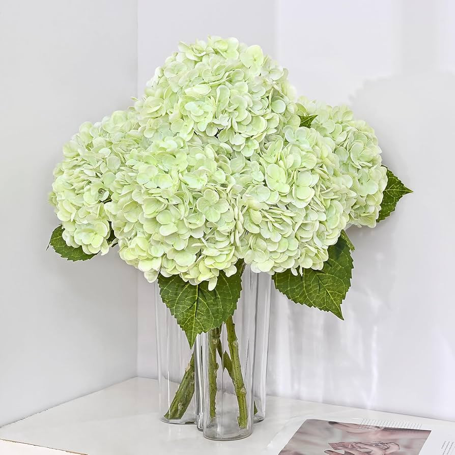 MARTINE MALL 3Pcs 21in Hydrangea Artificial Flowers, Latex Real Touch Hydrangeas Lifelike Large H... | Amazon (US)