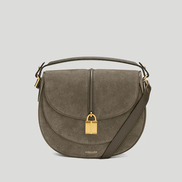 The Siena Saddle | Deep Olive Suede & Deep Olive Small Grain | DeMellier | DeMellier