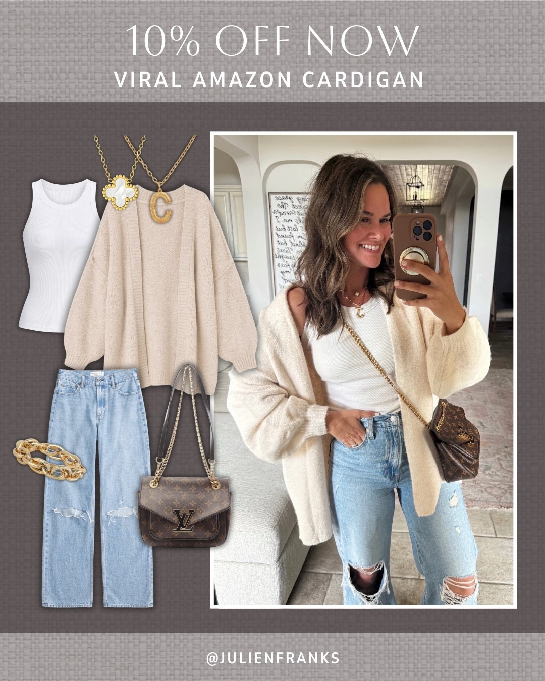 The cutest viral oversized Amazon cardigan is 10% off!! 🤩 This is the perfect layering piece for the season, and pairs so well with jeans for easy, everyday looks. 

#salalert #amazonfinds #oversized #cardigan #jeans #denim #goldjewelry #casualoutfit #everydayoutfit #styleinspo #closetstaples #closetessentials