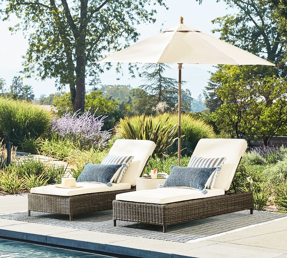 Torrey Wicker Outdoor Single Chaise Lounge | Pottery Barn (US)
