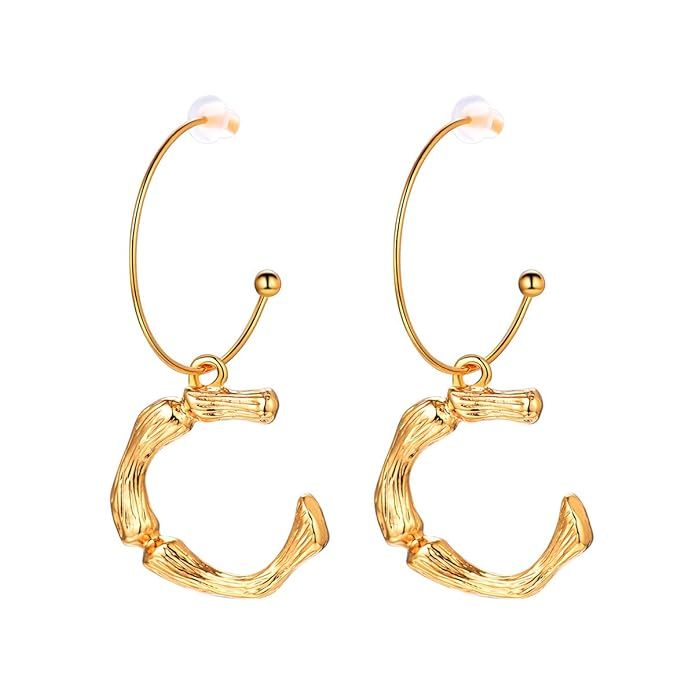 FOCALOOK Letter Earrings Semi-Hoop Drop Dangle Capital Alphabet Small Charms Fashion Jewelry Open... | Amazon (US)