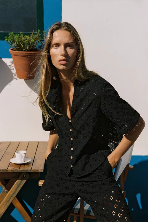 SHIRT WITH CUTWORK EMBROIDERY | Zara UK