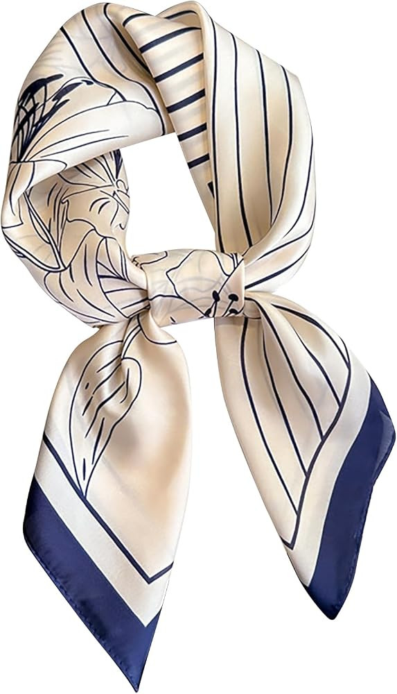 WaJuemy Silk Feeling Hair Scarf Bandanas for Women 27.5" Square Lightweight Satin Head Scarves Ne... | Amazon (US)