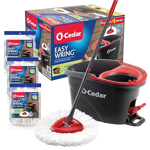 O-Cedar Easywring Microfiber Spin Mop & Bucket Floor Cleaning System with 3 Extra Refills | Amazon (US)