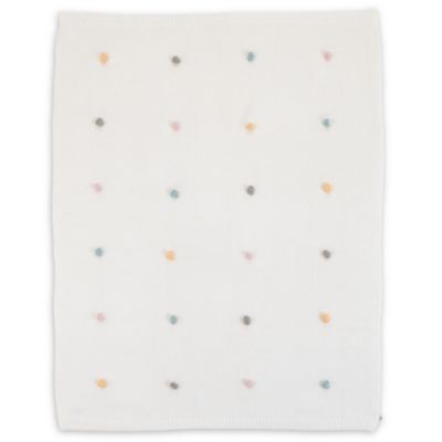 ED Ellen DeGeneres Cotton Tail Pom Pom Blanket in Teal/Grey | buybuy BABY