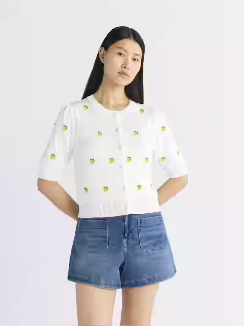 Free Assembly Women's Beaded Cardigan Sweater with Puff Sleeves, Lightweight, Size XS-XXL | Walmart (US)