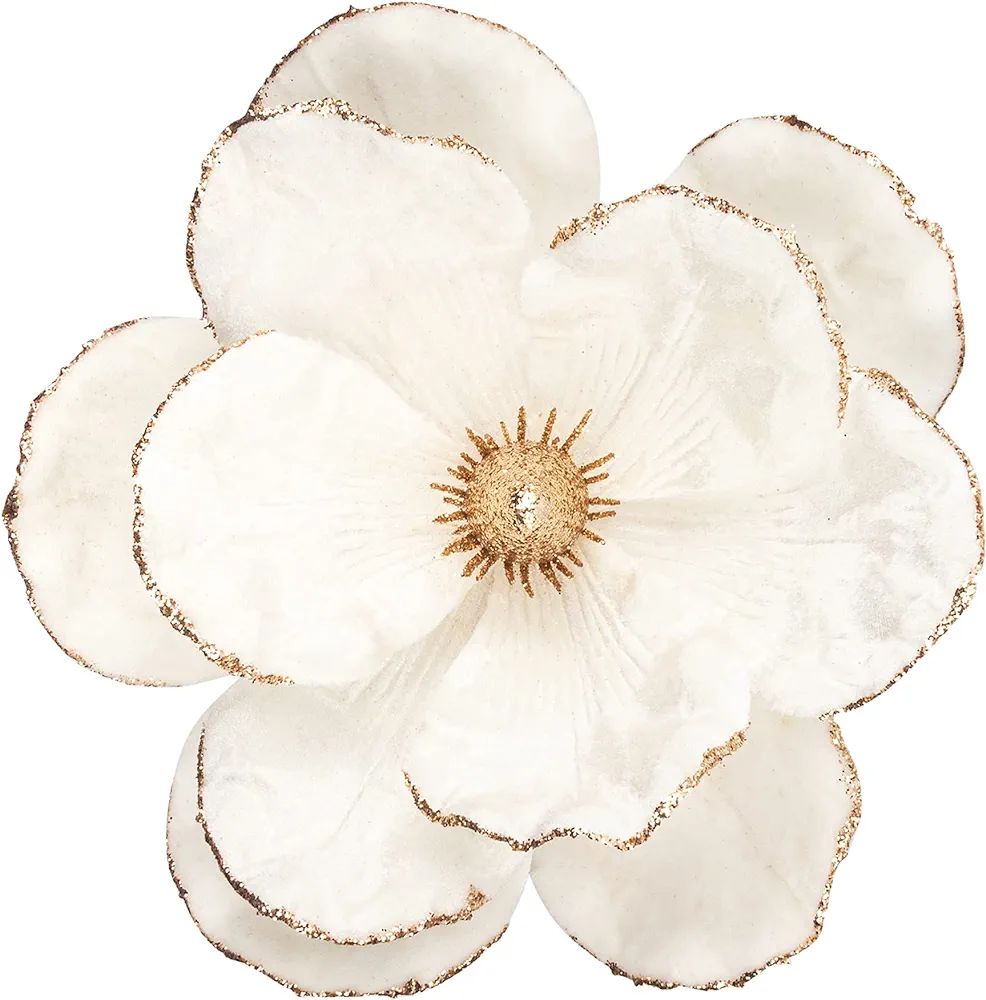 KI Store Christmas Tree Poinsettia Flower Cream White Velvet Magnolia Artificial Floral Ornaments... | Amazon (US)