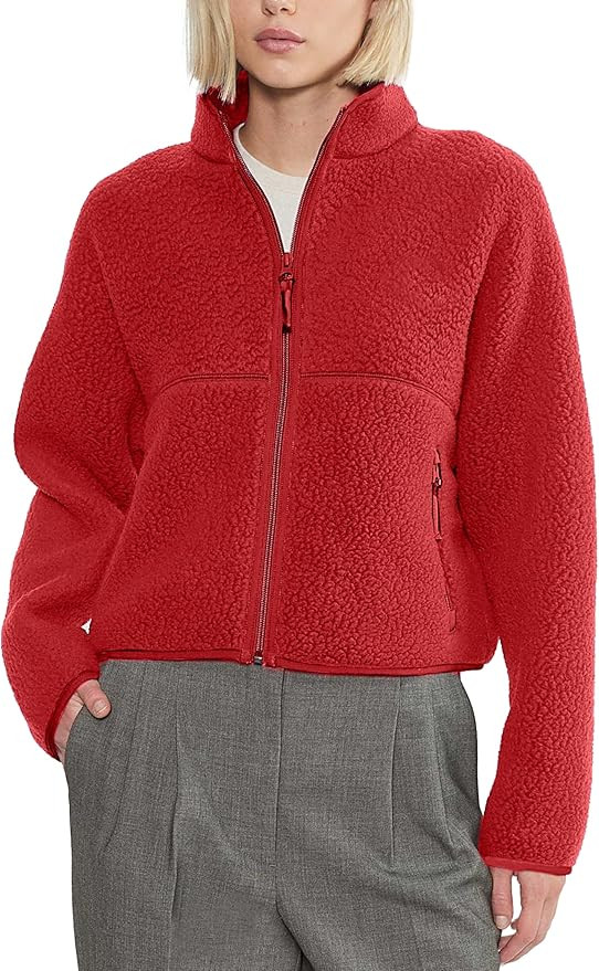 Fleece Jackets Women Causal Long Sleeve Sherpa Jacket Warm Ziper Fuzzy Coat Sweatshirts Trendy wi... | Amazon (US)
