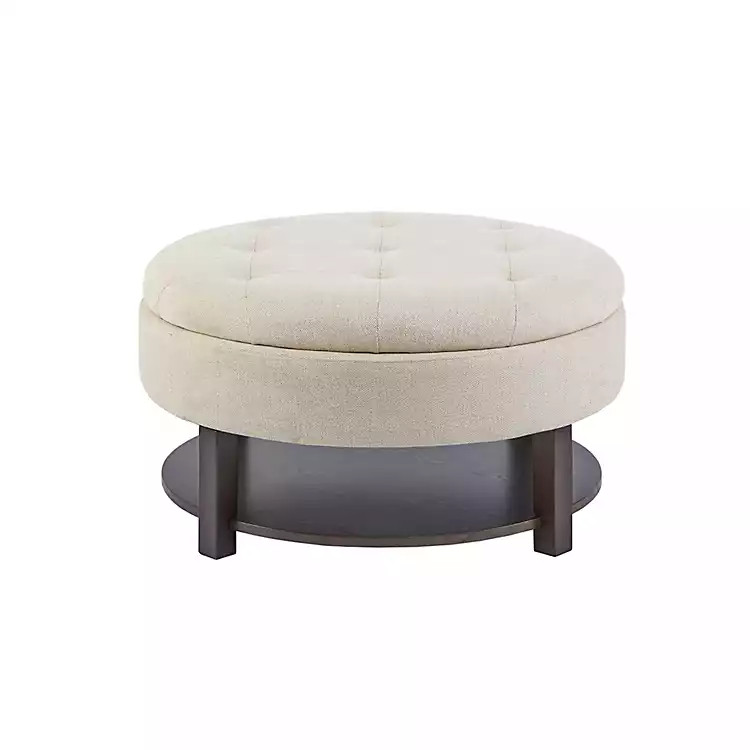 Cream Button Tufted Storage Ottoman | Kirkland's Home