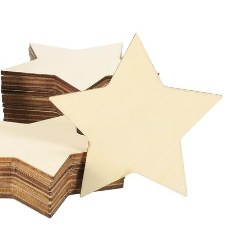 PATIKIL 3-1/5 Inch(50mm) Unfinished Blank Star Shape Wooden to Paint 50 Pcs Natural Wood Pieces Cutouts for Ornaments Christmas Party Wedding DIY Craft Projects | Amazon (US)