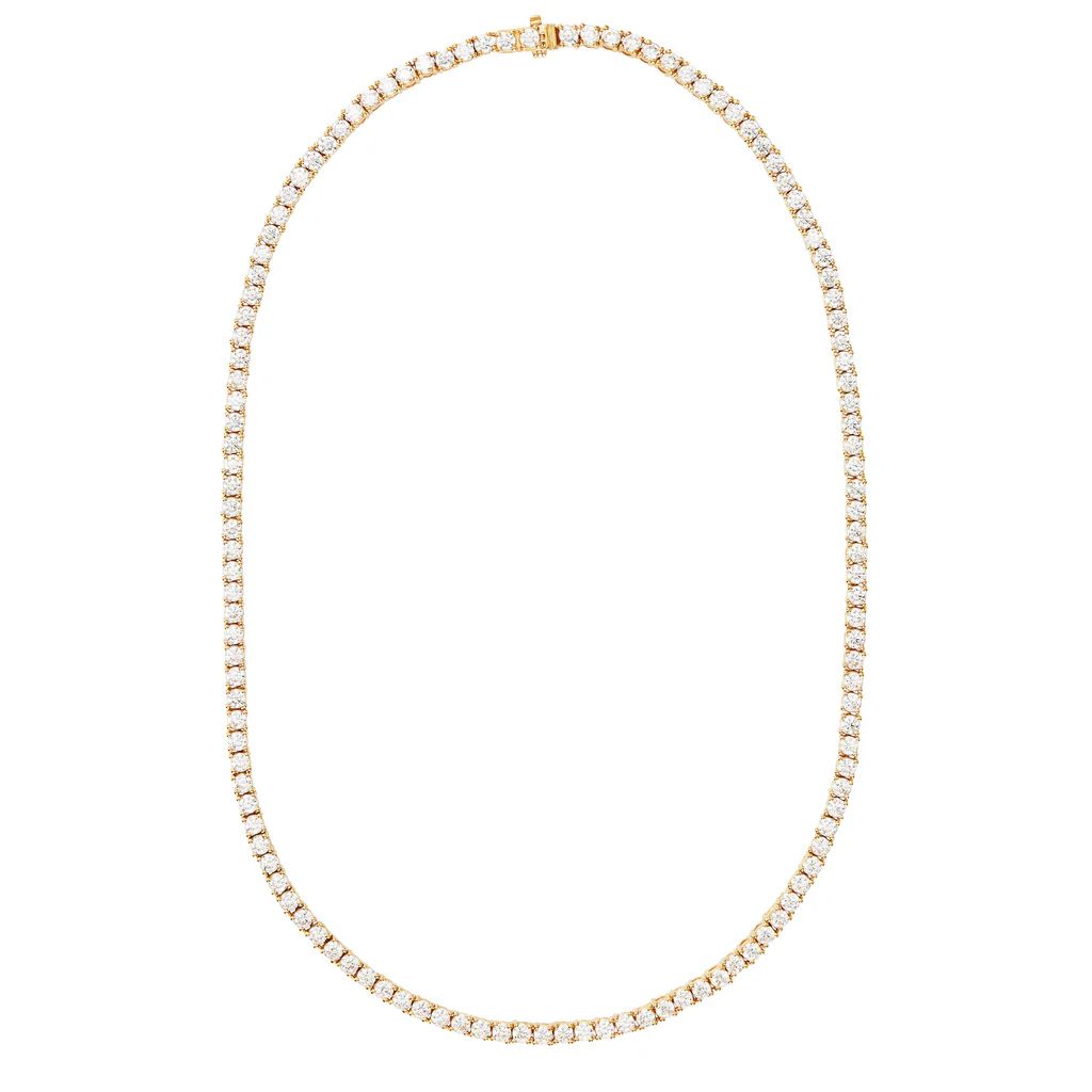 Gold Tennis Necklace with White Stones | Rosie Fortescue Jewellery
