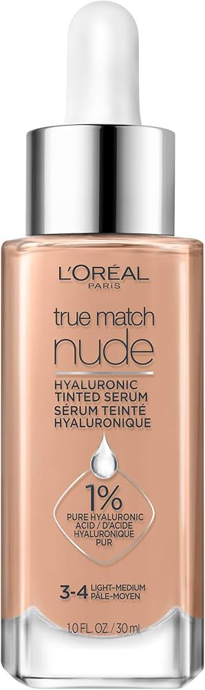 L'Oreal Paris True Match Nude Hyaluronic Tinted Serum Foundation with 1% Hyaluronic acid, Light-M... | Amazon (US)