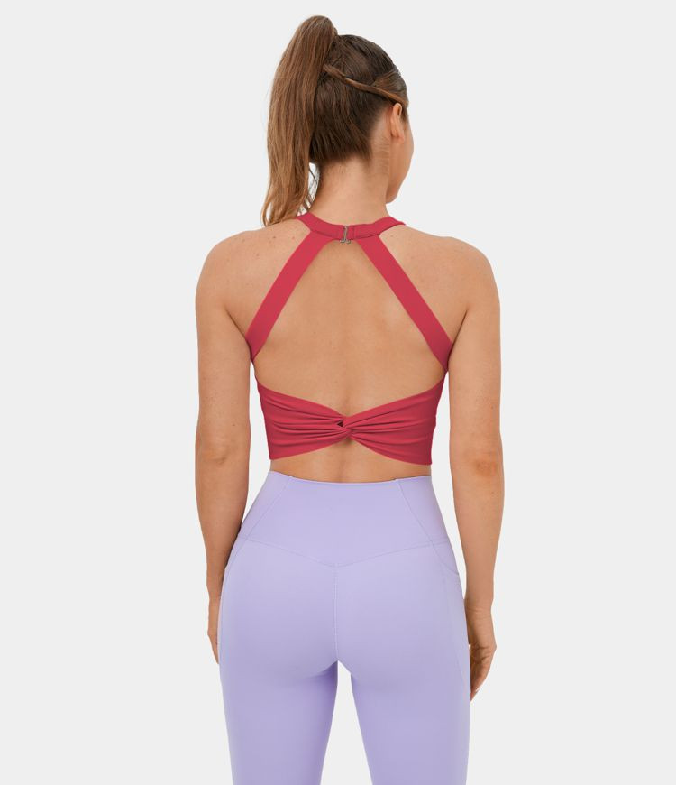 Women’s Softlyzero™ Plush Backless Cut Out Twisted Cropped Yoga Tank Top - Halara | HALARA