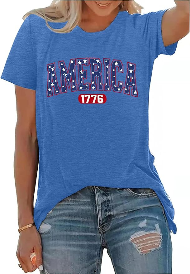 We The People 1776 Shirts for Women 4th of July T-Shirts American Flag Tee Patriotic Graphic Shir... | Amazon (US)