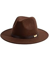 Lisianthus Men & Women Vintage Wide Brim Fedora Hat with Belt Buckle | Amazon (US)