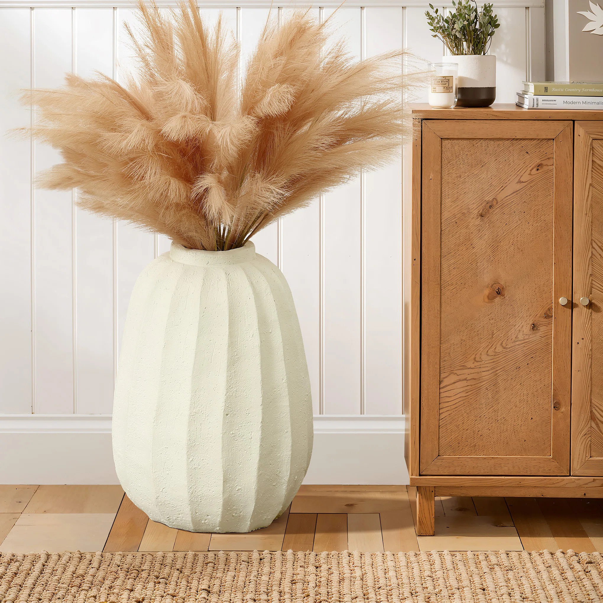 White MgO Round Modern Fluted Vase | Wayfair North America