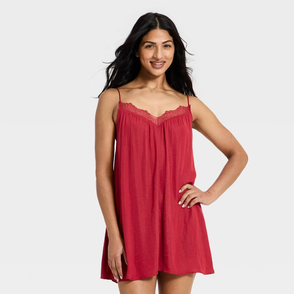 Women Luxury Collection Lace Trim Satin Chemise - Auden Dark | eBay | eBay US