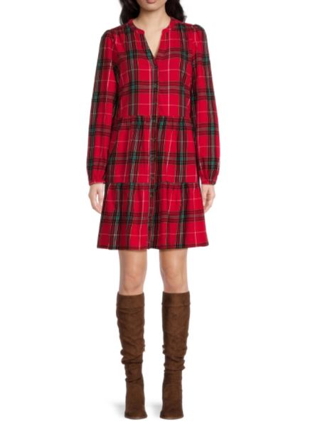 Walmart holiday style! Women’s plaid Christmas dress! Christmas outfit idea!! 