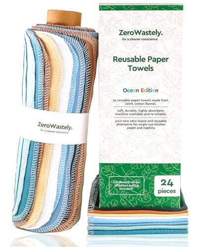 ZeroWastely Reusable Paper Towels - Value Pack of 24 Paperless Paper Towels! - 100% Cotton, Super Soft, Absorbent, Washable and Made to Last - Cut Back and Waste Less with Our Cloth Paper Towels | Amazon (US)