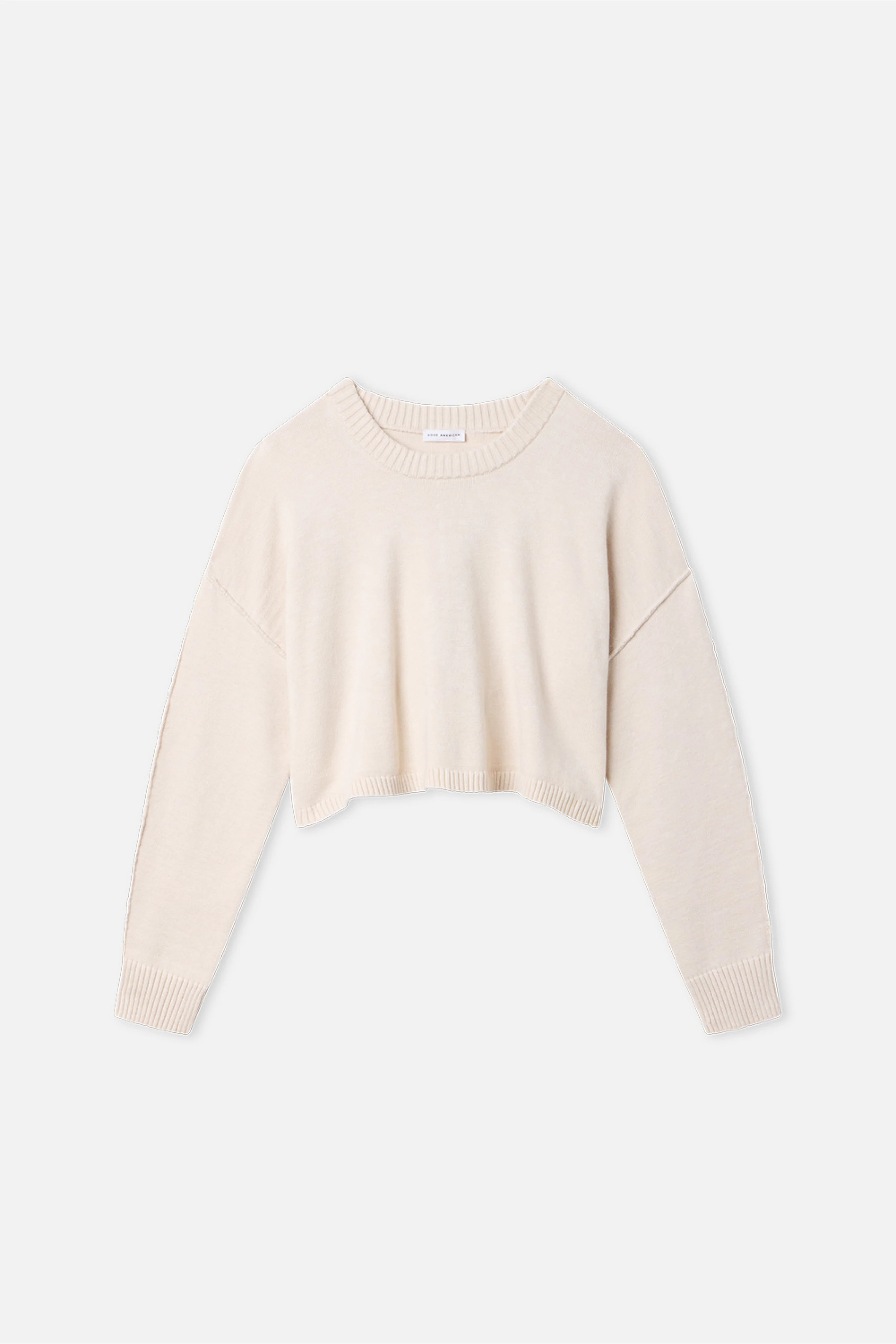 COZY KNIT CREW NECK | VANILLA001 - GOOD AMERICAN | Good American