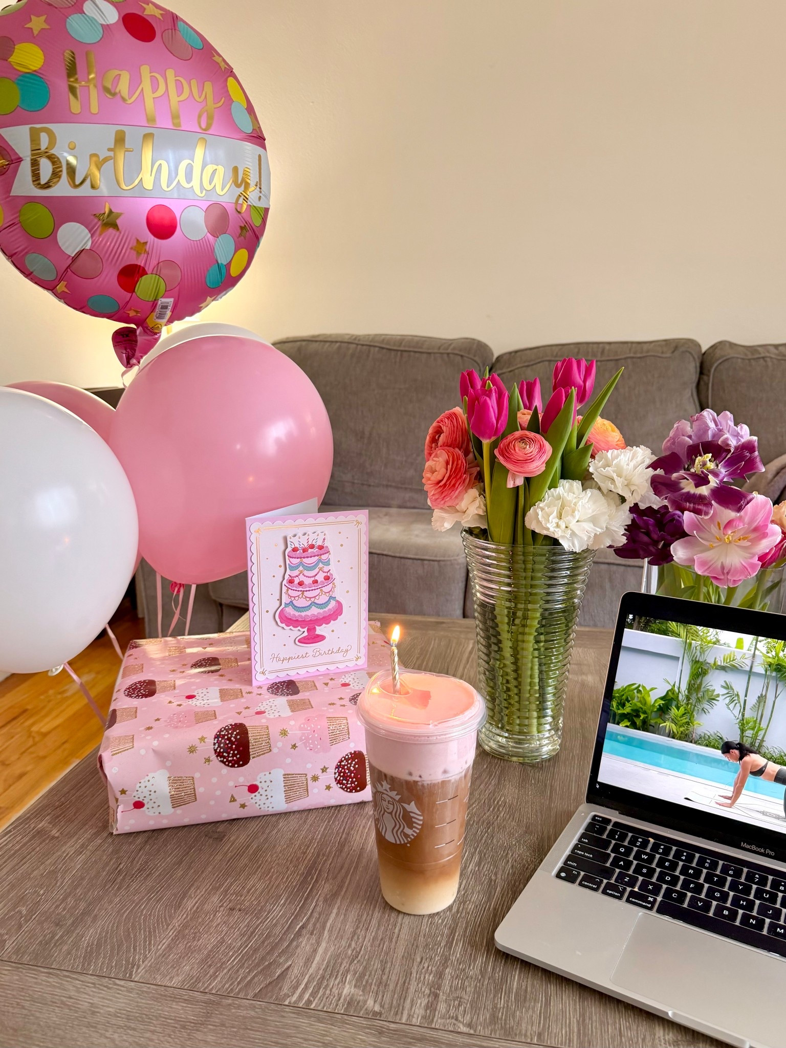 Birthday Morning Coffee & Pilates 💕add a birthday candle to iced coffee for any upcoming birthdays! 🎂🎀

#birthdaydecor #pilates #birthdaycoffer 

#LTKActive #LTKSeasonal #LTKdayinmylife