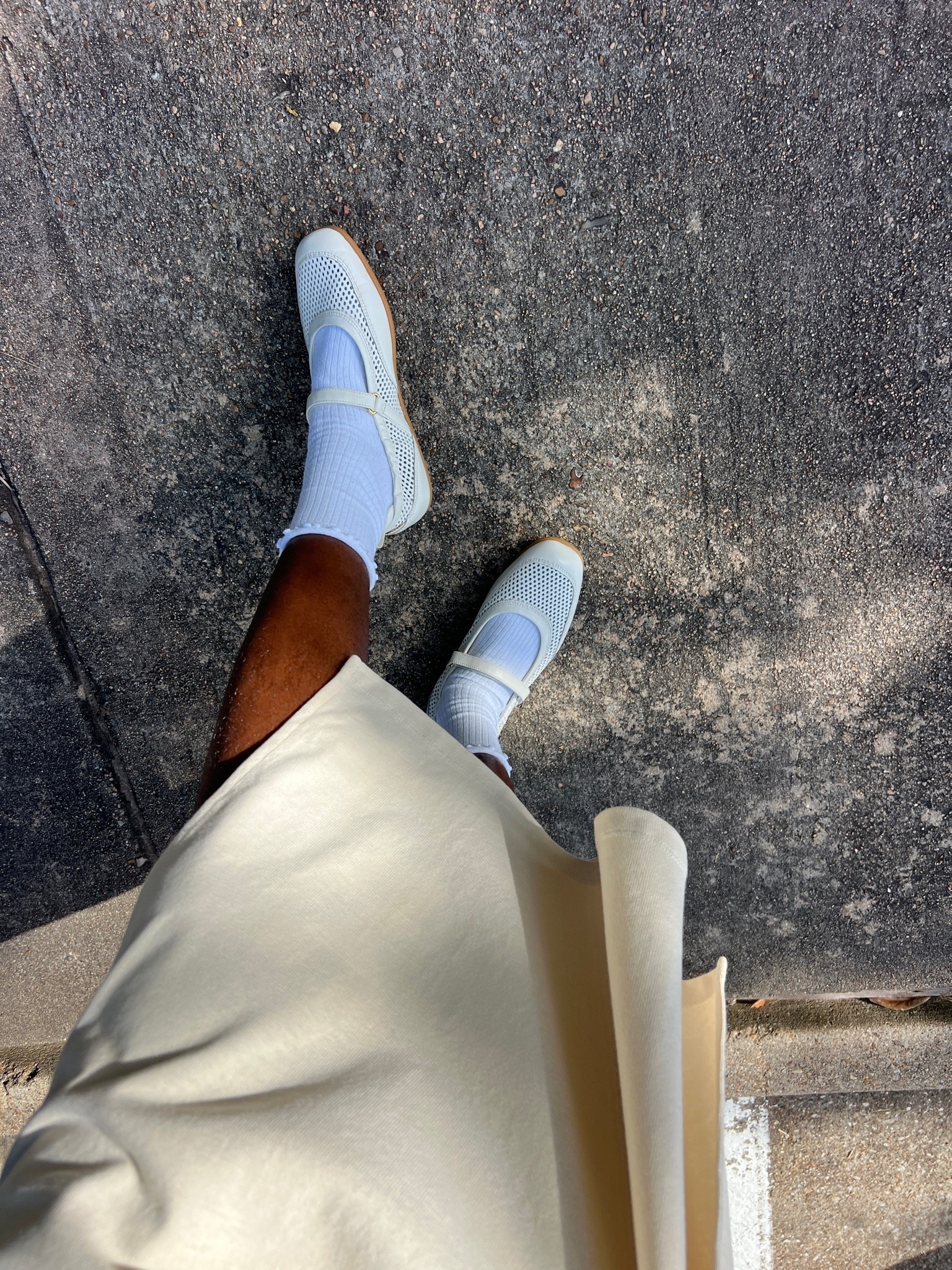Cole Haan grandpro Travina mj ballet flats with lettuce hem socks and T-shirt dress.

#LTKootd #LTKgrwm #LTKdayinmylife