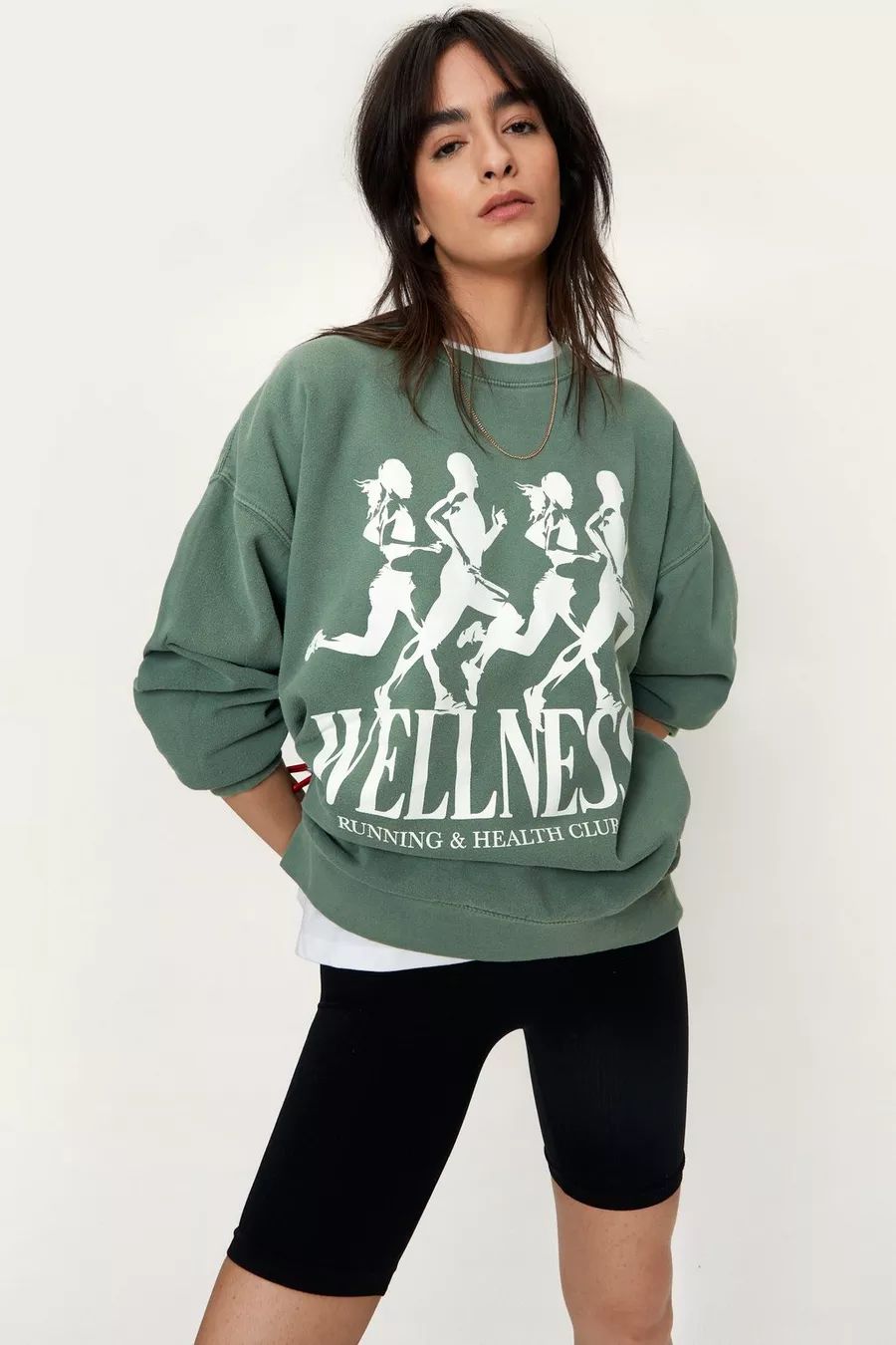 Wellness Overdyed Oversized Graphic Sweatshirt | Nasty Gal (US)