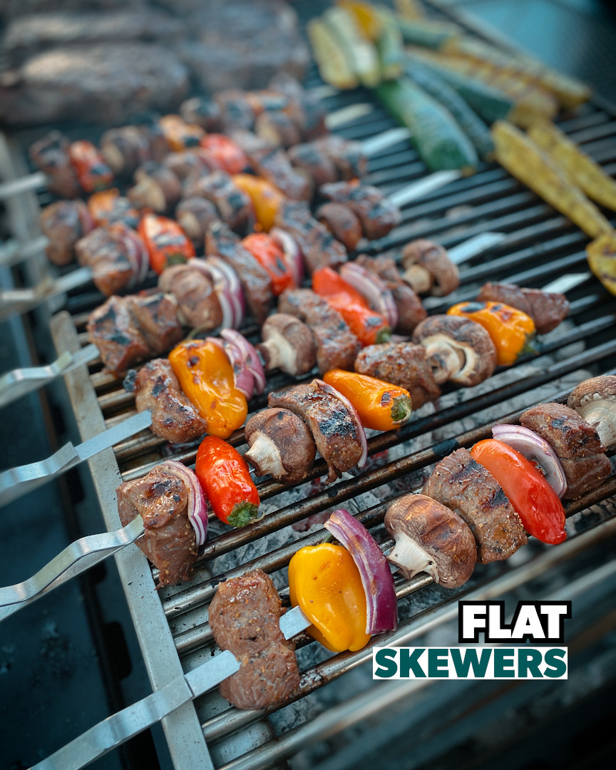 For great kababs, it's helpful to use flat skewers. These keep the meat and veggies from spinning when you flip them over. #LTKBBQ #LTKOutdoors 

 #LTKHome