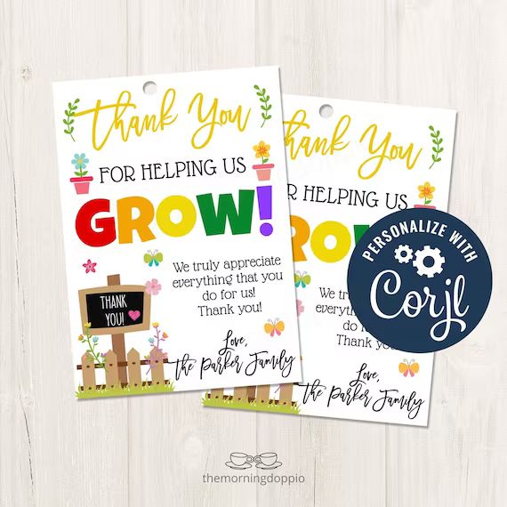 Printable/editable Thank You for Helping Us Grow Flower Floral | Etsy | Etsy (US)