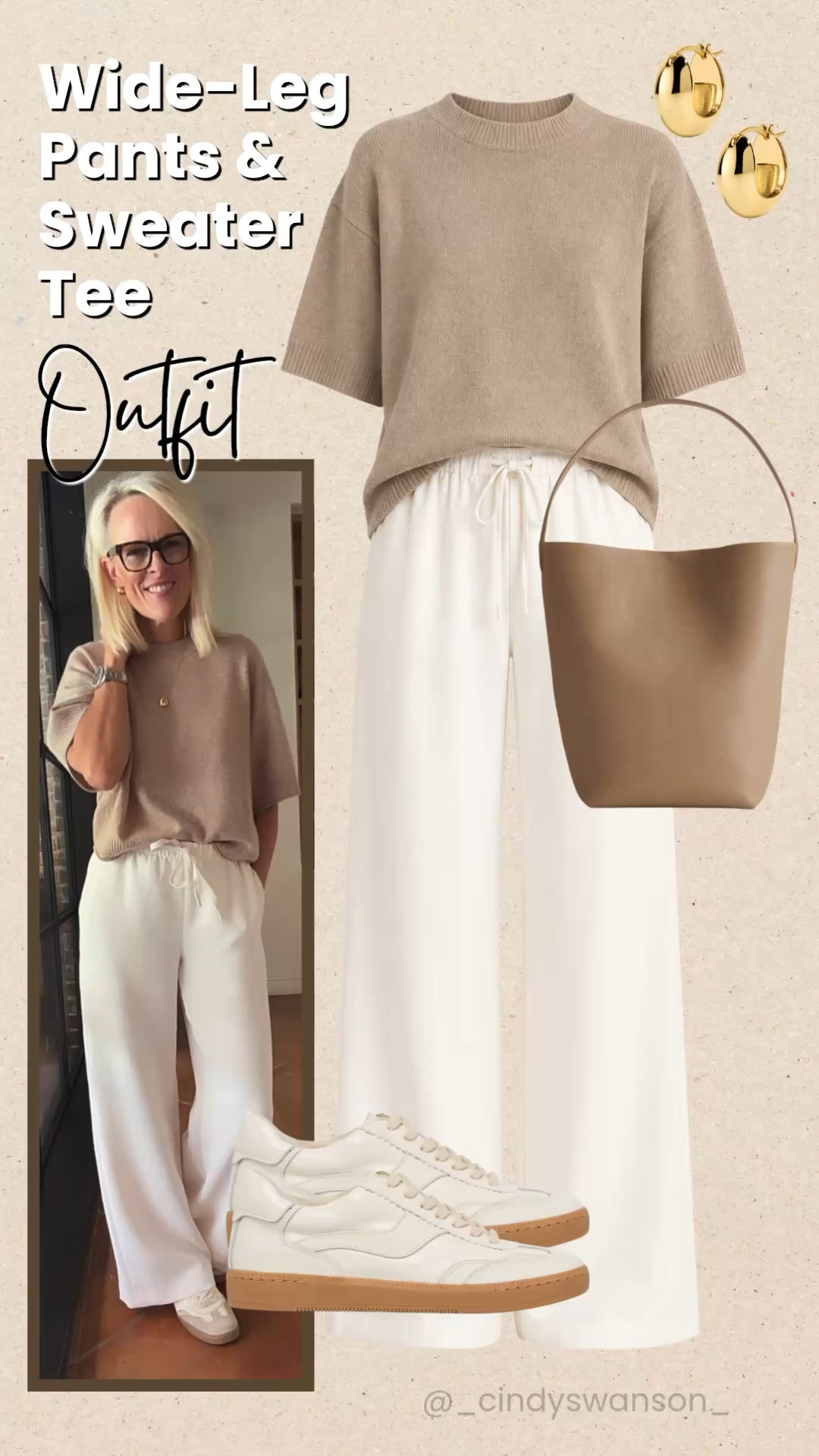 This neutral outfit is one I’ll wear on repeat! The oversized sweater tee paired with flowy wide-leg pants is comfortable, polished, and effortlessly chic. Finish the look with classic white sneakers and a structured tote for an easy outfit that’s perfect for lunch with friends, travel, or everyday wear.

💡 LTK MADE EASY
❤️ Heart = Support my posts!
🔖 Save = Get sale & restock alerts
📋 Lists = Keep favorites organized
📲 Share = Send lists and products to a friend. Hello, Christmas List!
💬 Comment = Ask me anything about what I’m wearing.:-)

#LTKootd #LTKSeasonal #LTKSaleAlert